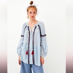 ZARA Bohemian Striped Blouse